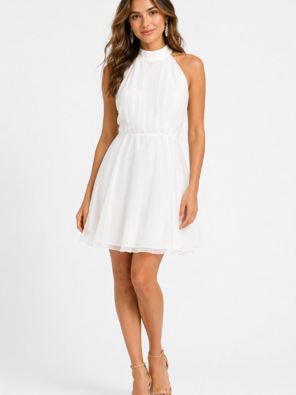 Petal & Pup Anya Tulle Halter Minidress White NWT 14